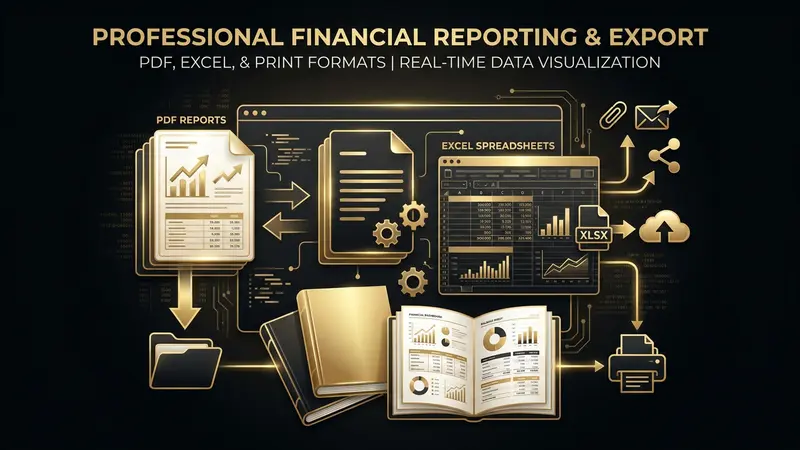 Professional financial reporting and export in PDF and Excel formats
